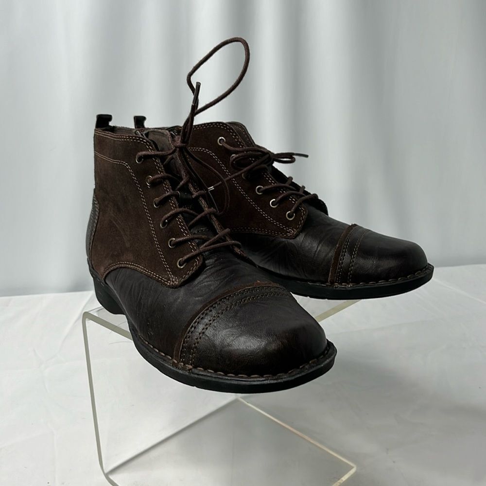 CLARKS WOMENS ANKLE ZIP SUEDE/LEATHER BOOTS FTL-03-168